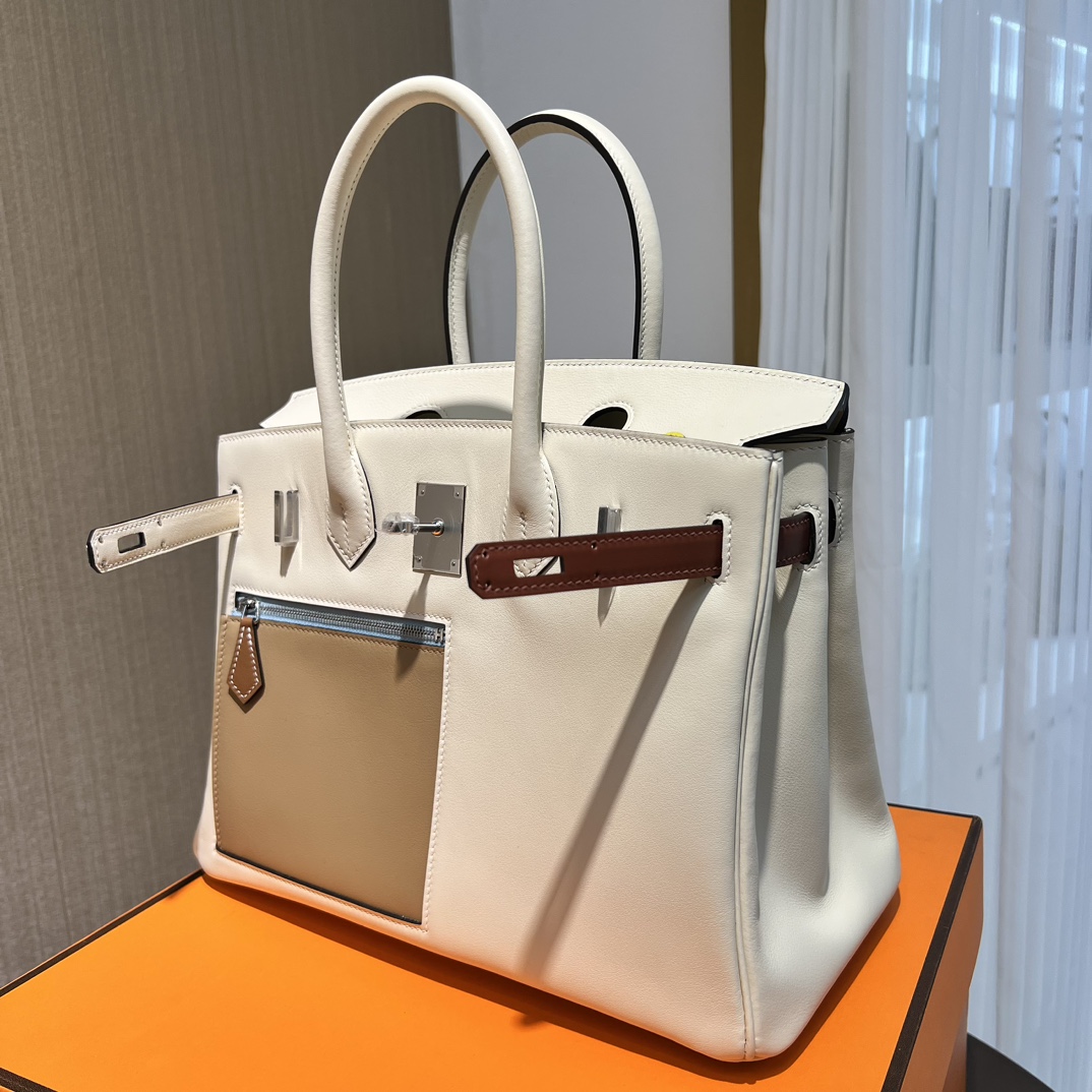 Hermes Birkin 30CM Swift Leather Handbag White 